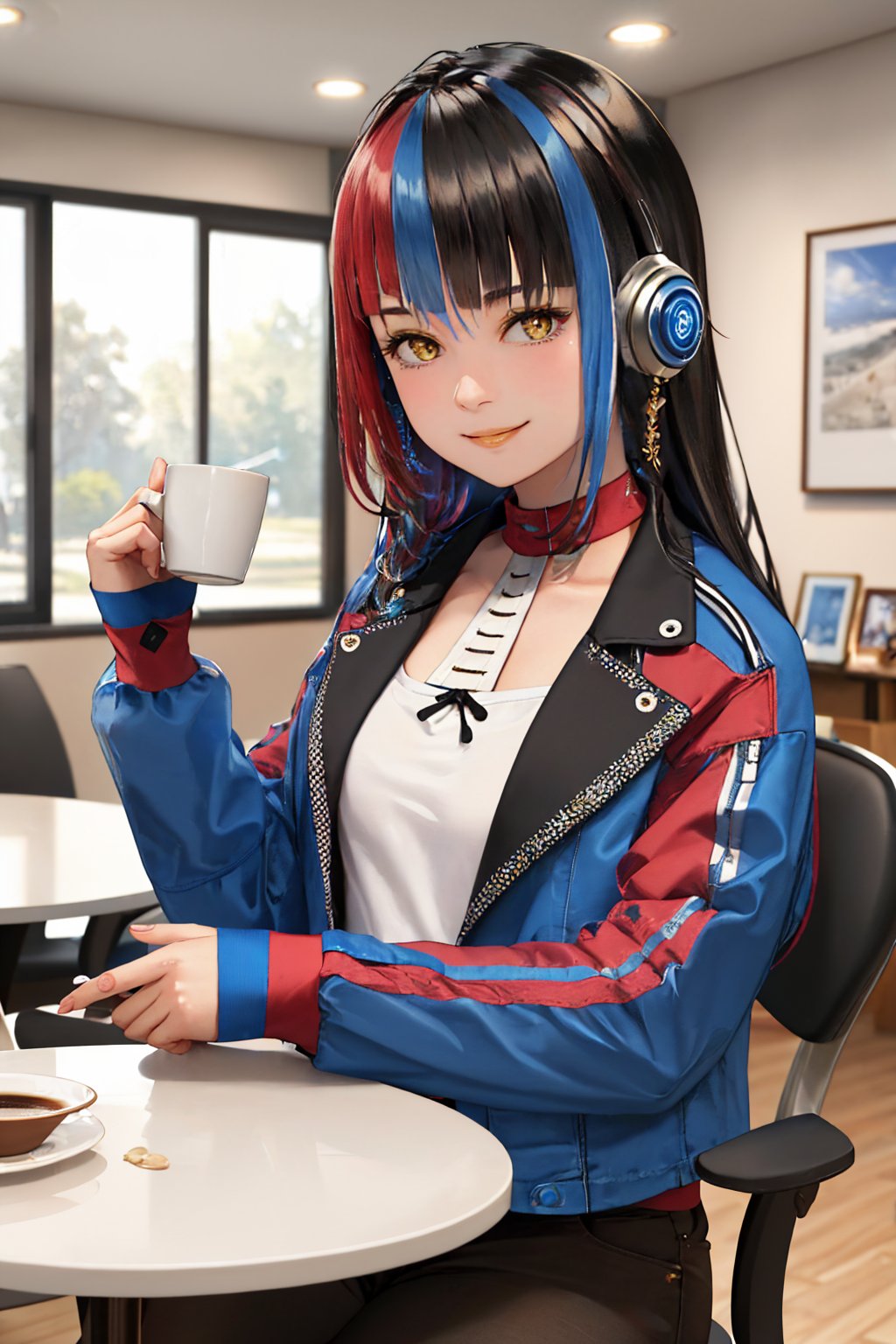 00057-2835005054-(masterpiece, best quality_1.2), upper body, solo, 1girl, harusaruhi, smile, looking at viewer, braid, headphones, jacket, shirt.jpg